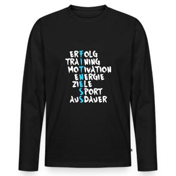 Erfolg Training Motivation Fitness - Männer Premium Bio Langarmshirt - Schwarz - Vorne - Nico (187cm)