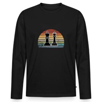 Relationship Chess Couple Gift Friend Girlfriend - Men's Premium Organic Long Sleeve Shirt - black - Front - Nico (187cm)