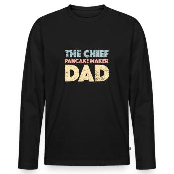 The Chief Pancake Maker Dad - Men's Premium Organic Long Sleeve Shirt - black - Front - Nico (187cm)