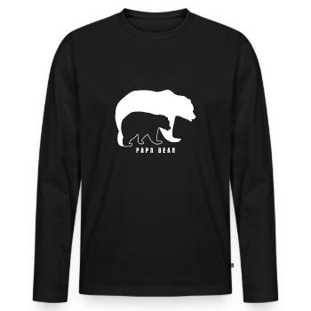 Papa Bear Father Best Dad Gift - Men's Premium Organic Long Sleeve Shirt - black - Front - Nico (187cm)