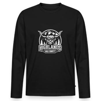 Highlands was sonst Schottisches Hochlandrind - Männer Premium Bio Langarmshirt - Schwarz - Vorne - Nico (187cm)