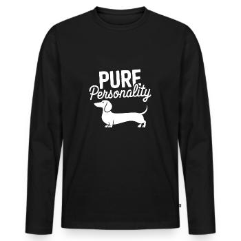 Dackel ist pure Persönlichkeit Dackelsilhouette - Männer Premium Bio Langarmshirt - Schwarz - Vorne - Nico (187cm)