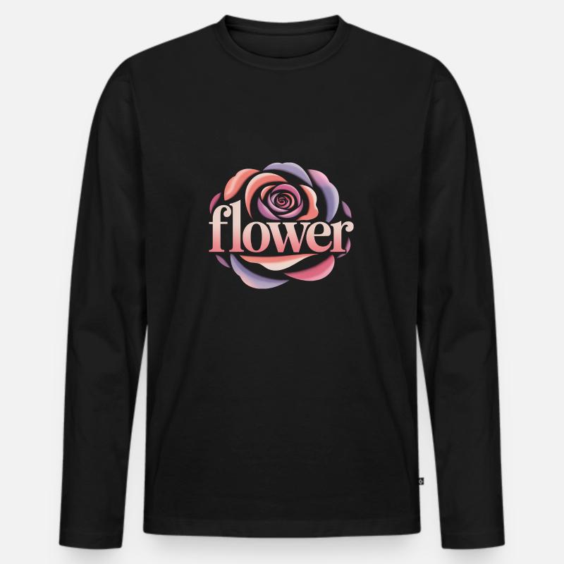 Blumen Logo - Cooles Gartendesign - Männer Premium Bio Langarmshirt - Schwarz