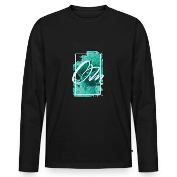 Om cadeau Yoga de méditation de relaxation - T-shirt manches longues Premium bio Homme - noir - Devant - Nico (187cm)