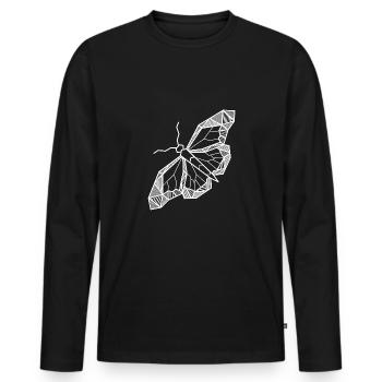 Lignes de cadeau géométriques papillon hipster - T-shirt manches longues Premium bio Homme - noir - Devant - Nico (187cm)