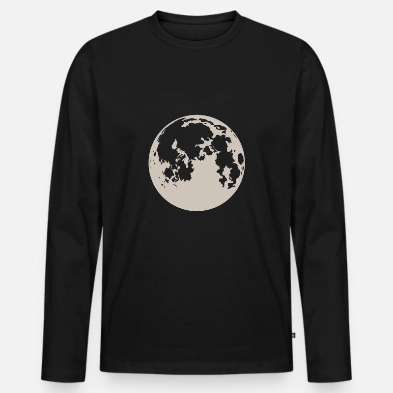 Mond - Männer Premium Bio Langarmshirt - Schwarz