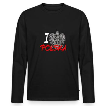 POLSKA - J'aime Polska - Cadeau - Polska - chemise - T-shirt manches longues Premium bio Homme - noir - Devant - Nico (187cm)