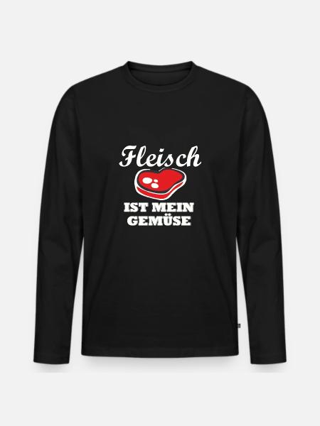 Fleisch ist mein Gemuese - Männer Premium Bio Langarmshirt - Schwarz