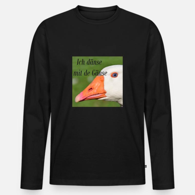 Ich dänse mit de Gänse - Männer Premium Bio Langarmshirt - Schwarz