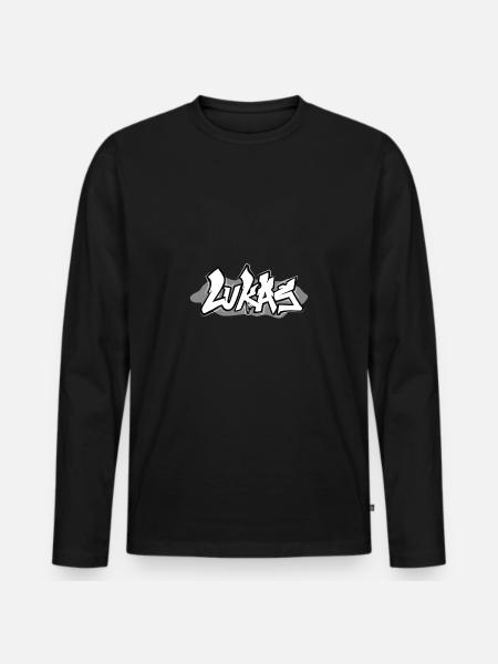 Graffiti Name Lukas - Men's Premium Organic Long Sleeve Shirt - black