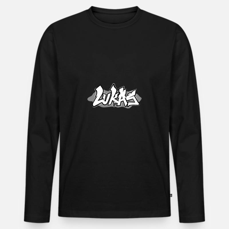 Graffiti Name Lukas - Männer Premium Bio Langarmshirt - Schwarz