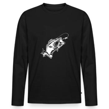 fish - Men's Premium Organic Long Sleeve Shirt - black - Front - Nico (187cm)