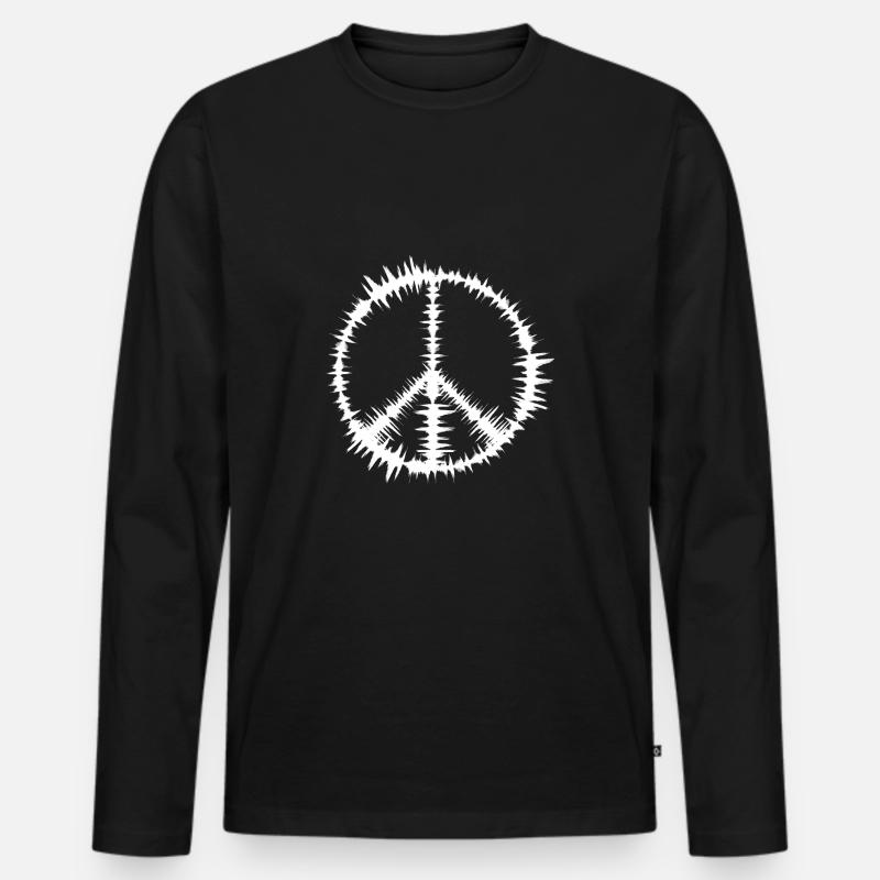 Peacezeichen - Männer Premium Bio Langarmshirt - Schwarz