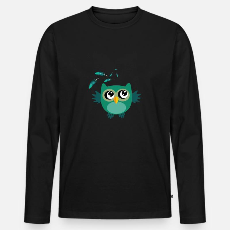 Suesse Eule - Männer Premium Bio Langarmshirt - Schwarz