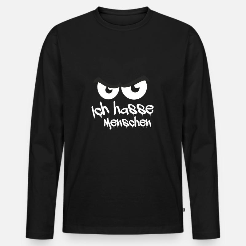 Ich hasse menschen - Männer Premium Bio Langarmshirt - Schwarz