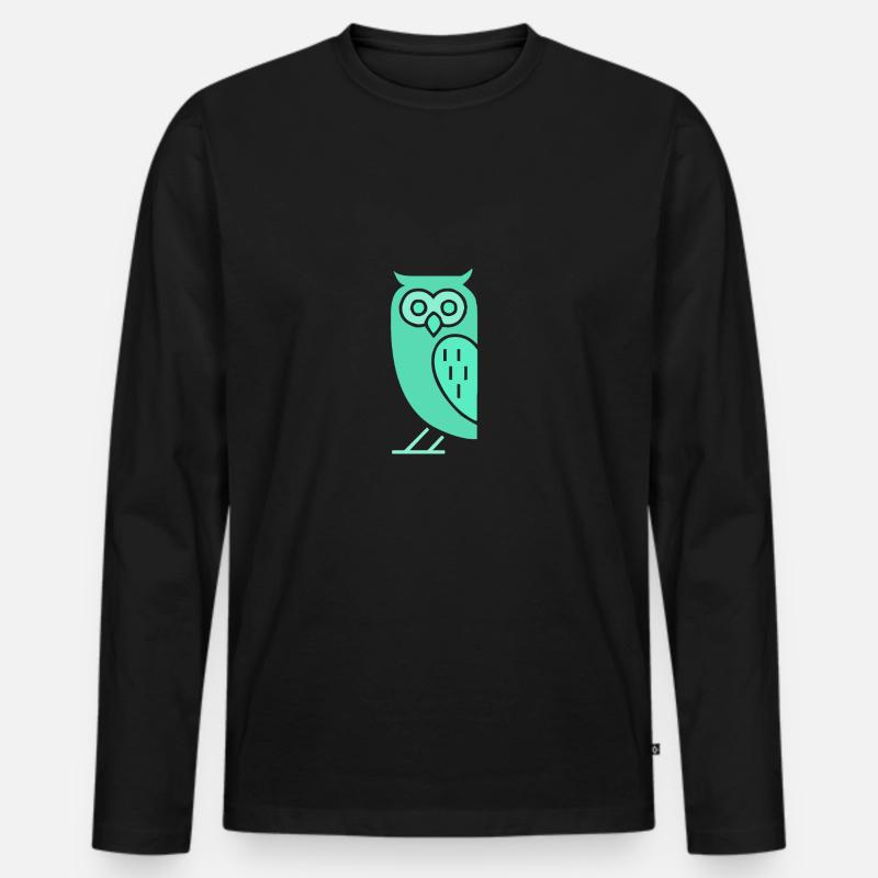 Eule - Männer Premium Bio Langarmshirt - Schwarz