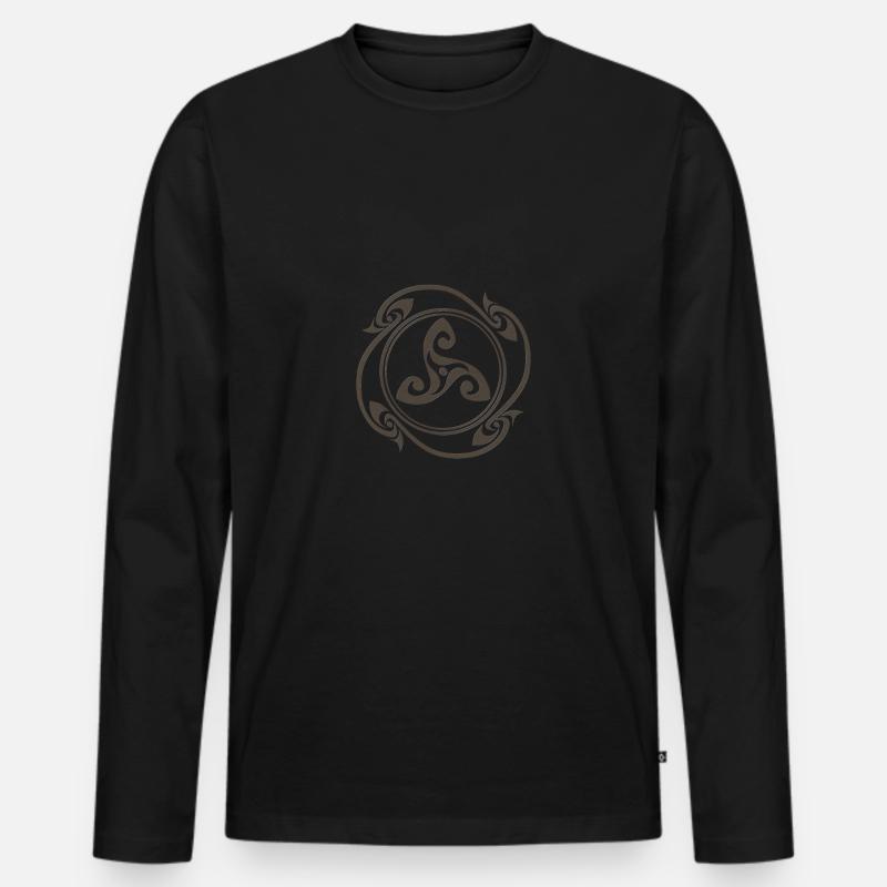 Latene keltisches Symbol grau meliert - Männer Premium Bio Langarmshirt - Schwarz