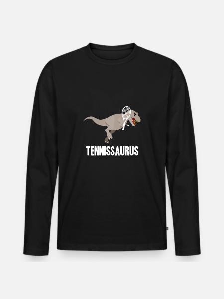 Dinosaurier Tennis T-Rex Geschenkidee - Ekologisk långärmad premium-T-shirt herr - svart