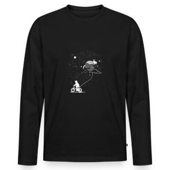 Fahrrad fahren mit einem Planeten - Männer Premium Bio Langarmshirt - Schwarz - Vorne - Nico (187cm)
