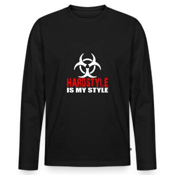 Hardstyle is my style - Men's Premium Organic Long Sleeve Shirt - black - Front - Nico (187cm)