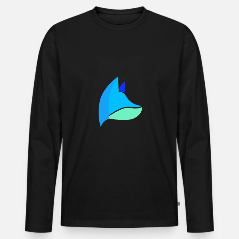 Fuchs blau - Männer Premium Bio Langarmshirt - Schwarz