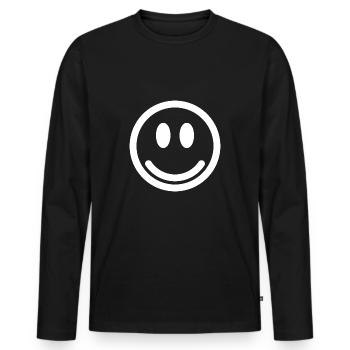 Smiley sourire émoticône cadeau heureux - T-shirt manches longues Premium bio Homme - noir - Devant - Nico (187cm)
