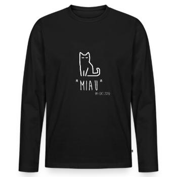 Miau Cat - Männer Premium Bio Langarmshirt - Schwarz - Vorne - Nico (187cm)