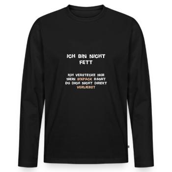Cacher sixpack / humour cadeau en surpoids - T-shirt manches longues Premium bio Homme - noir - Devant - Nico (187cm)