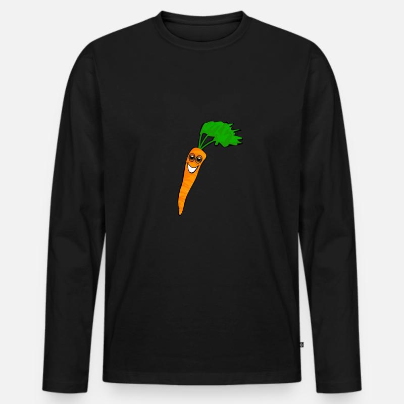 Möhre lachend - Männer Premium Bio Langarmshirt - Schwarz