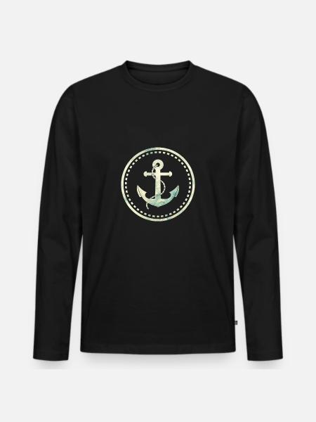 Anker - Männer Premium Bio Langarmshirt - Schwarz