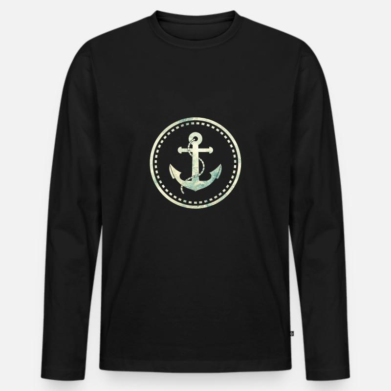 Anker - Männer Premium Bio Langarmshirt - Schwarz
