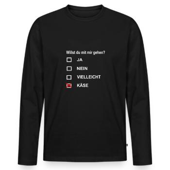 Willst du mit mir gehen? lustige Geschenkidee - Männer Premium Bio Langarmshirt - Schwarz - Vorne - Nico (187cm)