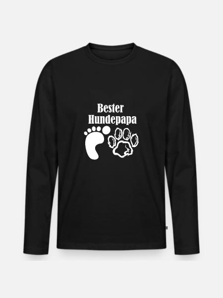Bester Hundepapa - Männer Premium Bio Langarmshirt - Schwarz