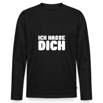 ich hasse dich - Männer Premium Bio Langarmshirt - Schwarz - Vorne - Nico (187cm)