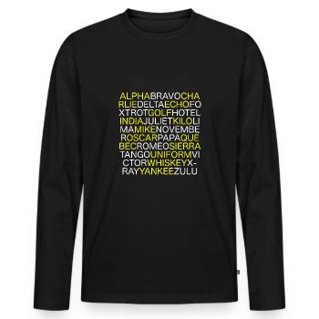 NATO Alphabet - Men's Premium Organic Long Sleeve Shirt - black - Front - Nico (187cm)
