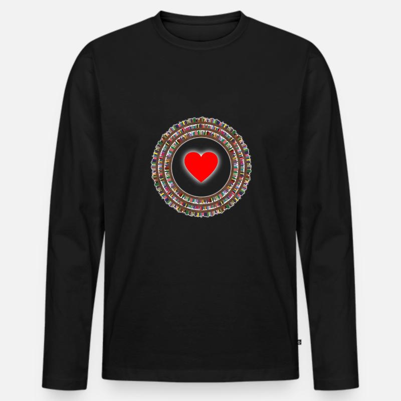 Bücher Liebe - Männer Premium Bio Langarmshirt - Schwarz