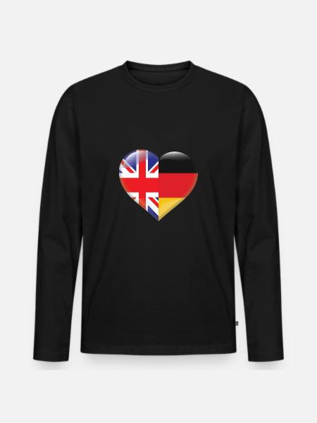 Bandera del corazón Inglaterra Alemania Regalo alemán - Camiseta ecológica prémium de manga larga para hombre - negro