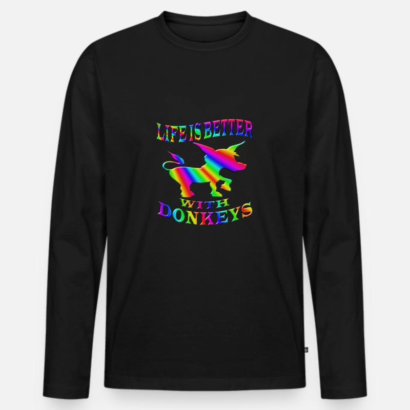 Esel - Männer Premium Bio Langarmshirt - Schwarz