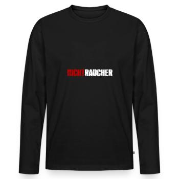 non-smoker - Men's Premium Organic Long Sleeve Shirt - black - Front - Nico (187cm)