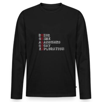 Urbex in words - Men's Premium Organic Long Sleeve Shirt - black - Front - Nico (187cm)