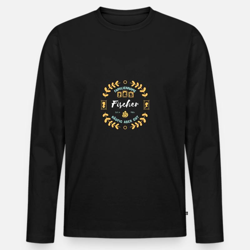 Cognome Fischer - Maglia a manica lunga ecologica premium da uomo - nero