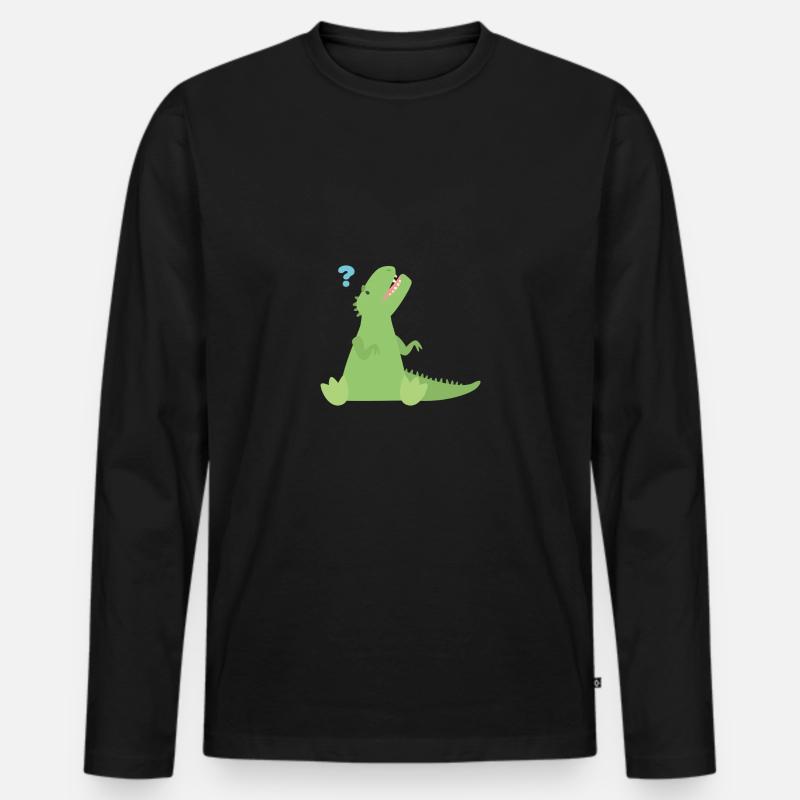 T Rex Fragezeichen - Männer Premium Bio Langarmshirt - Schwarz