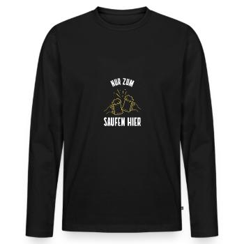 Juste pour boire ici - T-shirt manches longues Premium bio Homme - noir - Devant - Nico (187cm)