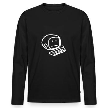 Visage souriant d'ordinateur (blanc) - T-shirt manches longues Premium bio Homme - noir - Devant - Nico (187cm)