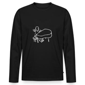 Pianist (white) - Men's Premium Organic Long Sleeve Shirt - black - Front - Nico (187cm)