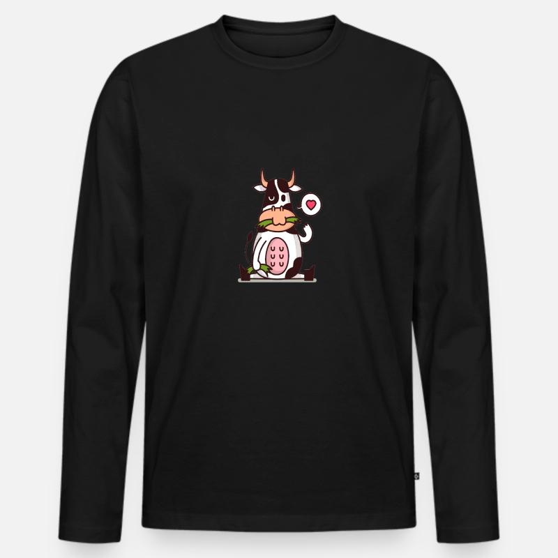Kühe Cartoon Comic Kuh - Männer Premium Bio Langarmshirt - Schwarz