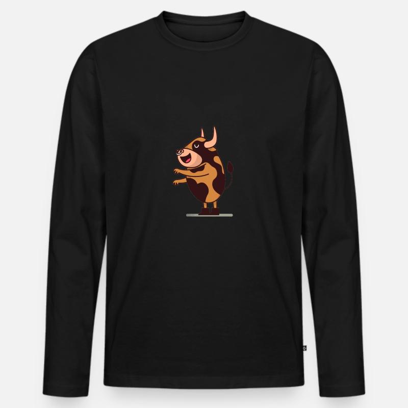 Kuh Kühe Cartoon Comic - Männer Premium Bio Langarmshirt - Schwarz
