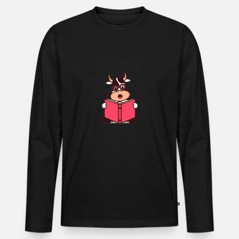 Kühe Kuh Cartoon Comic - Männer Premium Bio Langarmshirt - Schwarz