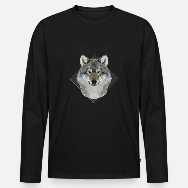 Wolf - Männer Premium Bio Langarmshirt - Schwarz