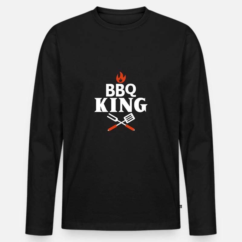 BBQ KING - Männer Premium Bio Langarmshirt - Schwarz